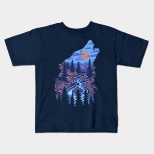 drawing wolf forest Kids T-Shirt